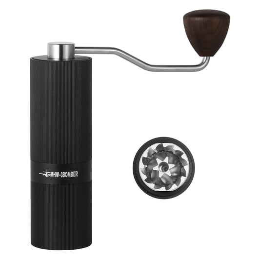 Racing M1 Manual Coffee Grinder Black/Walnut 38mm Six Star Steel Burr