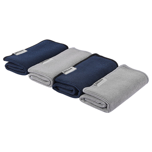 Barista Towels Set: 2 Grey and 2 Dark Blue