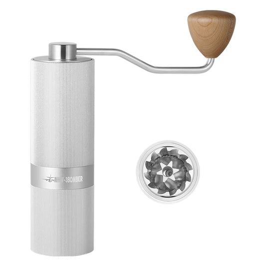 Racing M1 Manual Coffee Grinder Silver/Maple 38mm Six Star Steel Burr